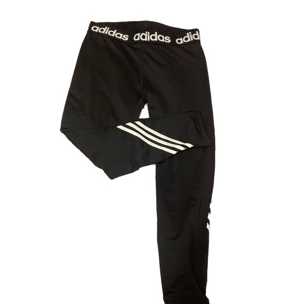 Adidas Climawarm Fleece Lined Athletic Winter Leggings Ankle Stripe Women’s  XL